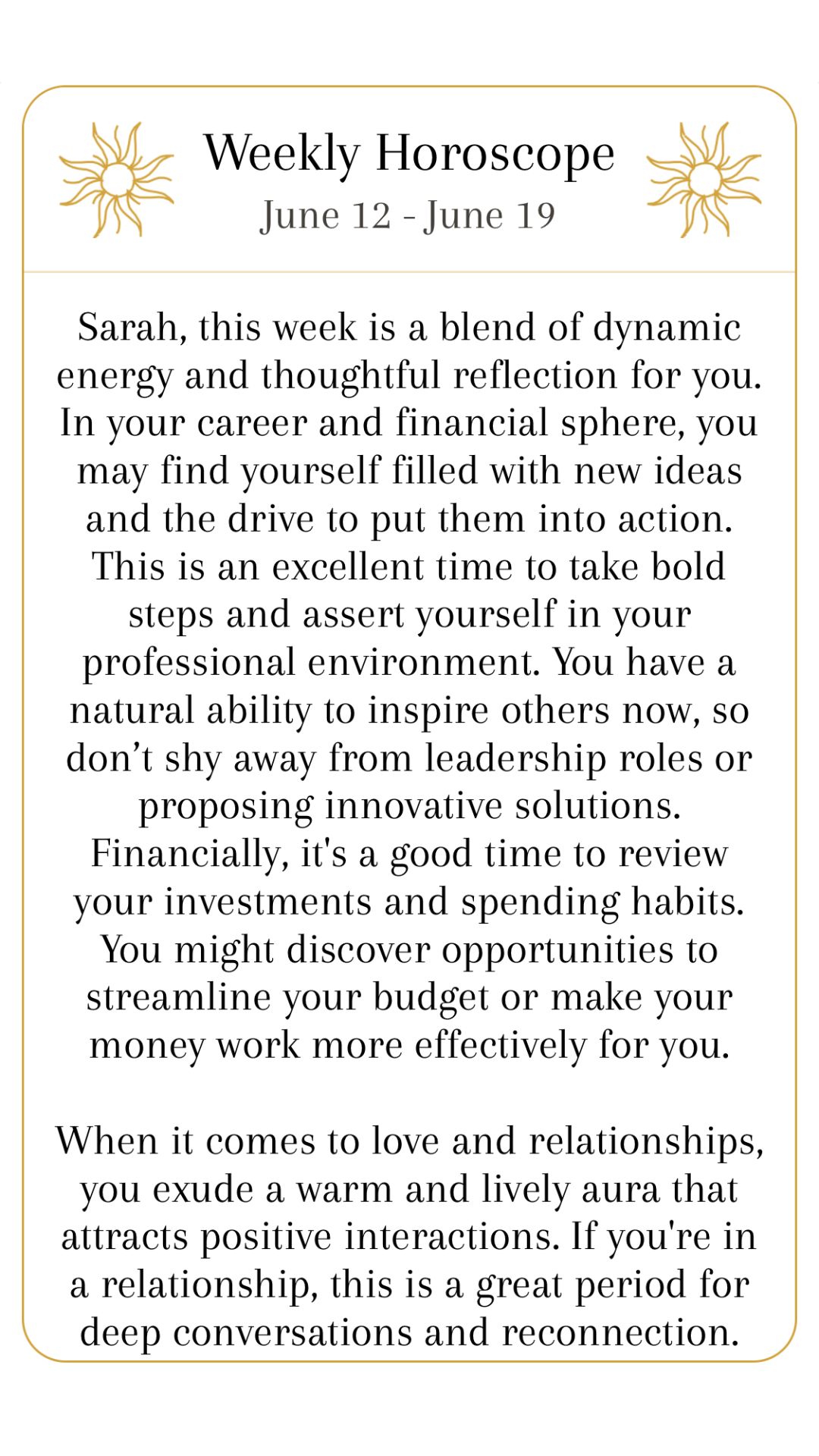 Starra horoscope for the next seven days